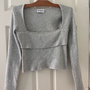 Princess Polly Cropped Ribbed Fold Over top